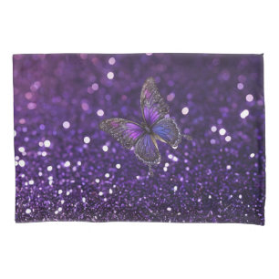 Enchanting Elegance: The Purple Sparkle Butterfly Pillow Case