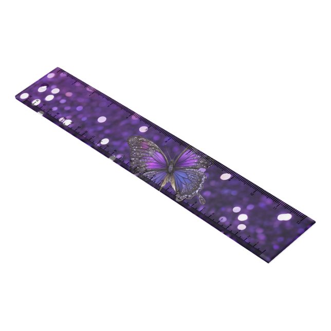 Enchanting Elegance: The Purple Sparkle Butterfly  Ruler (Angled)