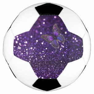 Enchanting Elegance: The Purple Sparkle Butterfly Soccer Ball