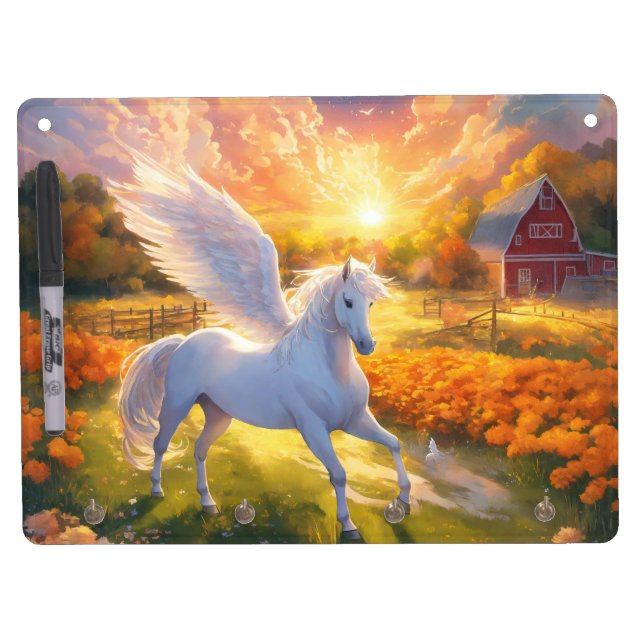"Enchanting Elegance: Winged Horse Dry Erase Board (Front)