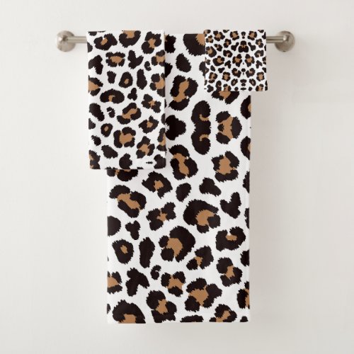 Enchanting Elegant Natural Leopard Patterns Bath Towel Set