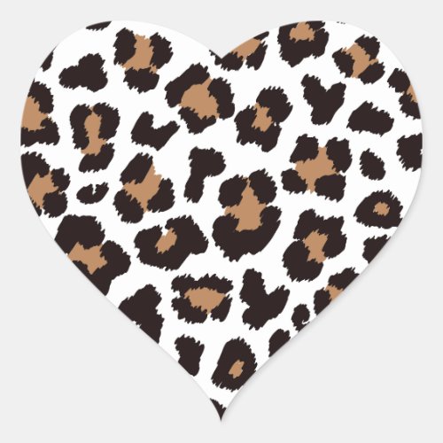 Enchanting Elegant Natural Leopard Patterns Heart Sticker