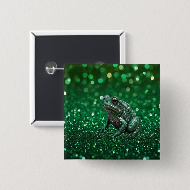 Enchanting Emergence: The Green Sparkle Frog  Button (Front & Back)
