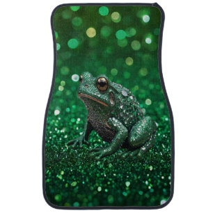 Enchanting Emergence: The Green Sparkle Frog  Car Floor Mat
