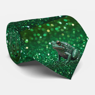 Enchanting Emergence: The Green Sparkle Frog, Neck Tie