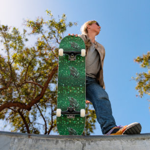 Enchanting Emergence: The Green Sparkle Frog Skateboard