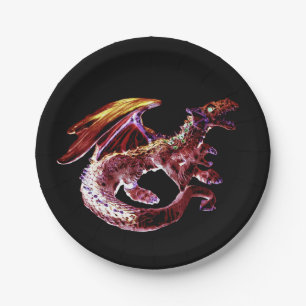 Enchanting Epic Mythical Ruby Red Dragon Paper Plates