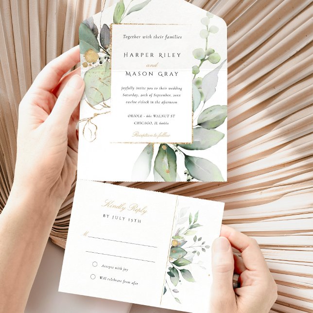 Enchanting Eucalyptus All-in-One Wedding All In One Invitation (Creator Uploaded)