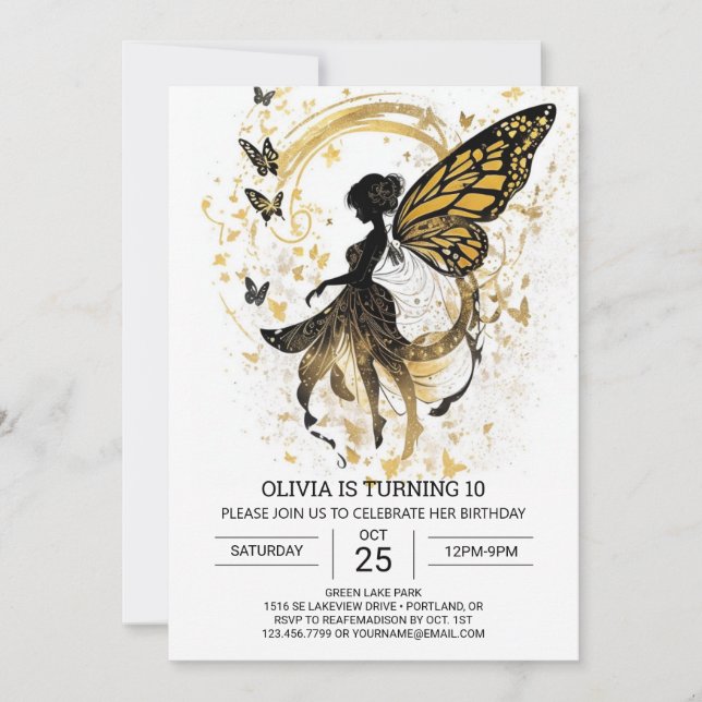 Enchanting Fairy Garden Birthday Invitation (Front)