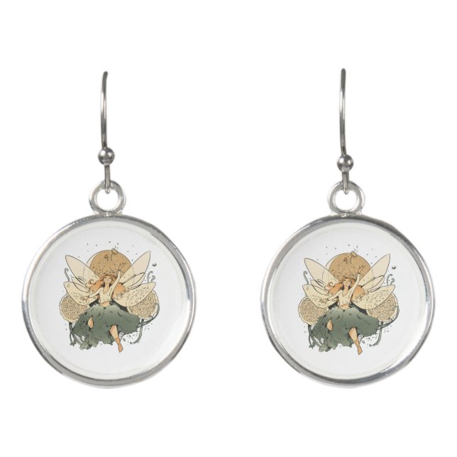 Enchanting Fairy – Whimsical Fantasy Art Earrings (Front)