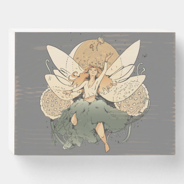 Enchanting Fairy – Whimsical Fantasy Art Wooden Box Sign (Front Horizontal)