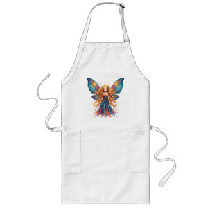 Enchanting Fantasy Fairy with Colorful Wings Long Apron