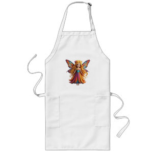 Enchanting Fantasy Fairy with Colorful Wings Long Apron