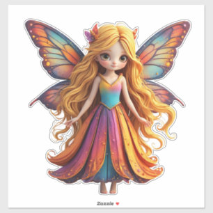 Enchanting Fantasy Fairy with Colorful Wings Sticker