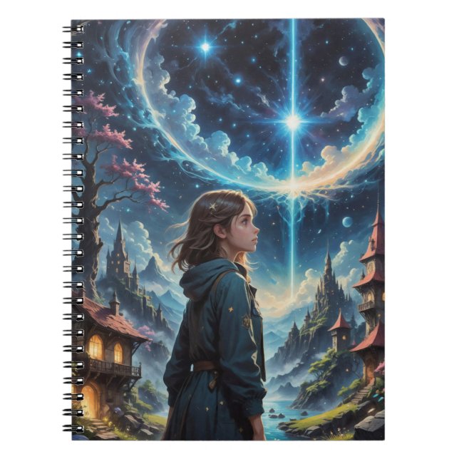 Enchanting Fantasy Night Sky Scene Notebook (Front)