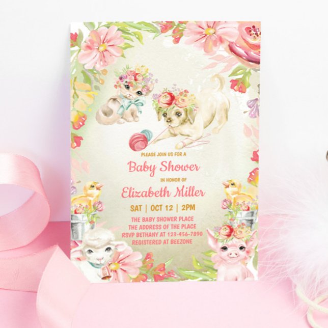 Enchanting Farm Animals Baby Shower Invitation (Creator Uploaded)