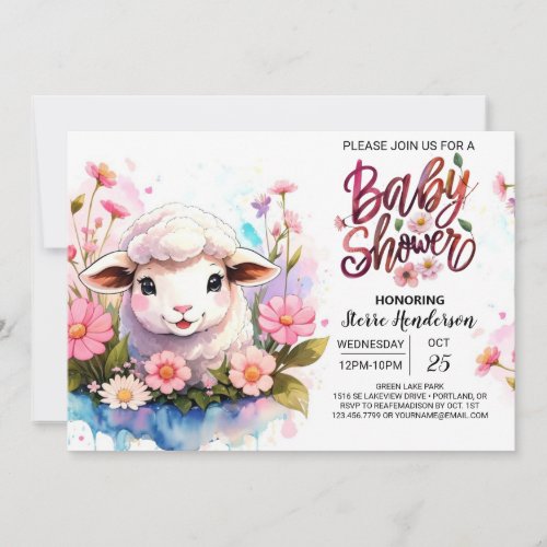 Enchanting Farmyard Friends Pink Girl Baby Shower Invitation