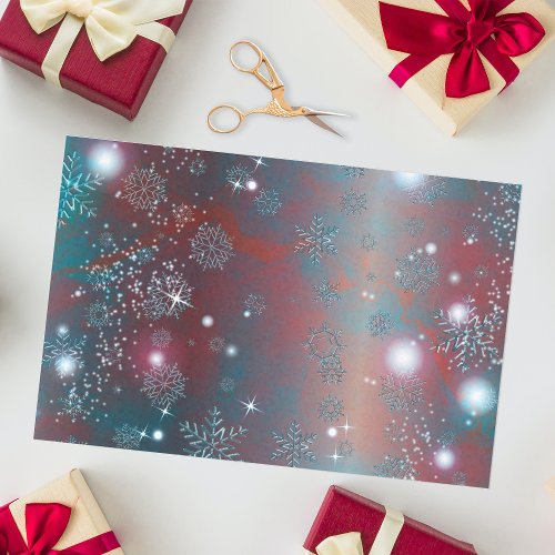 Enchanting Festive Red and Blue Winter Wonderland Tissue Paper