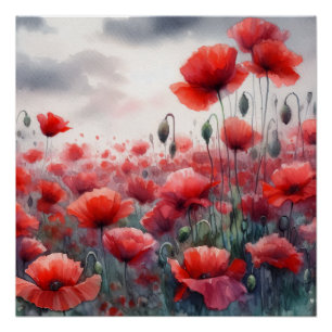 Enchanting Field of Poppies Poster