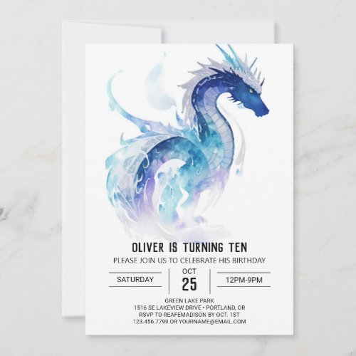 Enchanting Fire_Breathing Dragon Birthday Invitation
