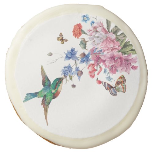 Enchanting Flight graceful bird and pretty flowers Sugar Cookie
