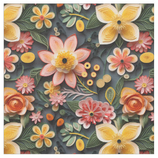 Enchanting Floral 3D Paper Quilling Fabric