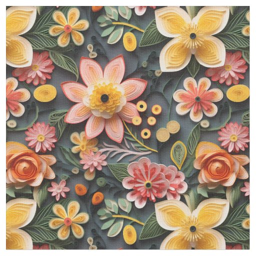  Enchanting Floral 3D Paper Quilling Fabric