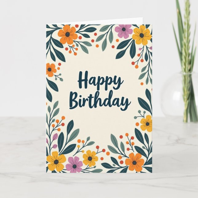 Enchanting Floral Birthday Card (Front)