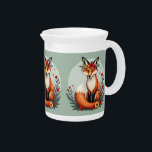 Enchanting Floral Fox Woodland Folk Art Beverage Pitcher<br><div class="desc">This enchanting floral fox design captures the spirit of the forest with a touch of boho elegance. The rich orange hues of the fox’s fur contrast beautifully with the delicate red and yellow flowers adorning its head, creating a whimsical yet refined aesthetic. Inspired by folk art and woodland charm, this...</div>