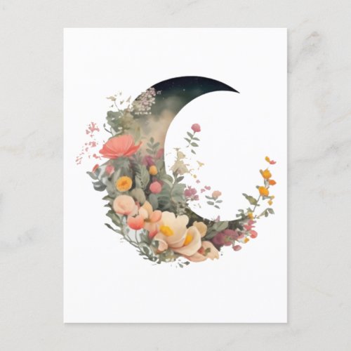 Enchanting Floral Moon Gift for Moms Postcard