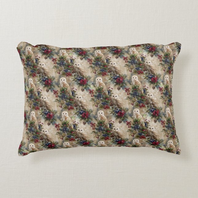 Enchanting Floral Owl Accent Pillow (Front)