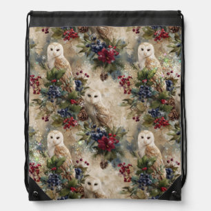 Enchanting Floral Owl Drawstring Bag