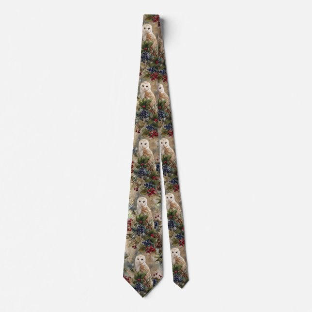 Enchanting Floral Owl Neck Tie (Front)