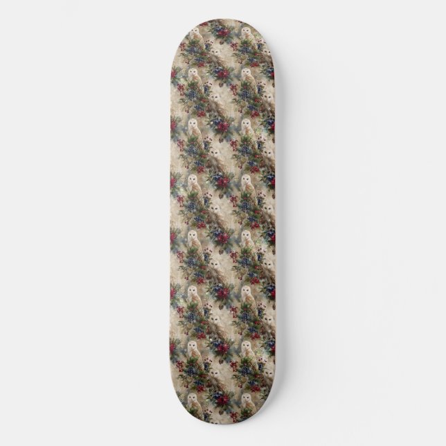 Enchanting Floral Owl Skateboard (Front)