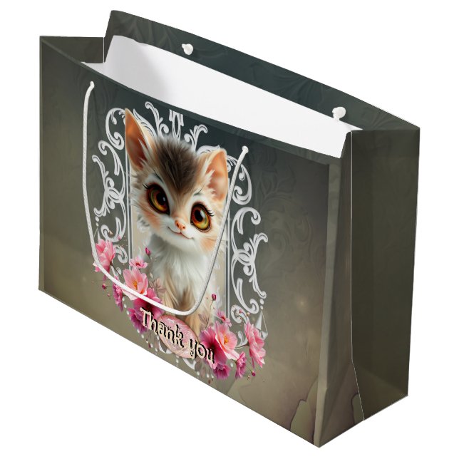 Enchanting, fluffy kitten  large gift bag (Front Angled)