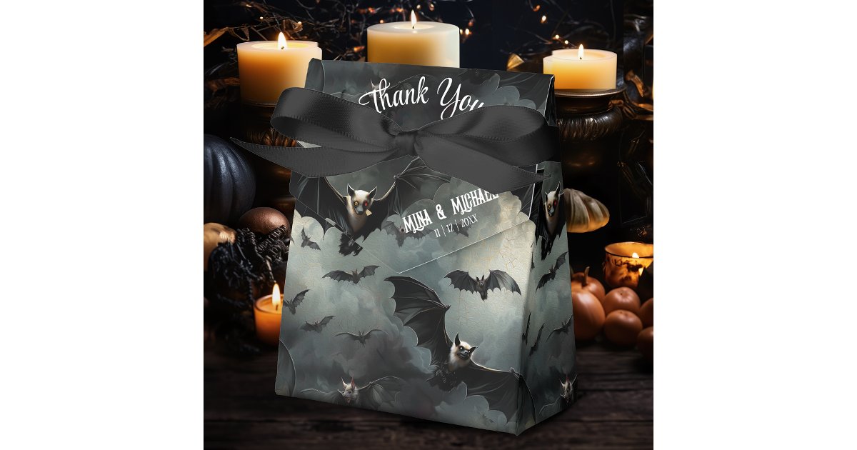 Enchanting Flying Vampire Bats Gothic Wedding Favor Boxes | Zazzle