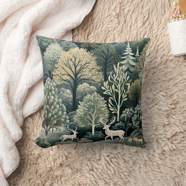 Enchanting Forest: Boho Christmas  Throw Pillow (Blanket)