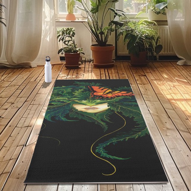 Enchanting Forest Dryad Woman Butterfly Fantasy Yoga Mat (Creator Uploaded)