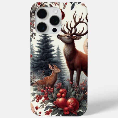 Enchanting Forest Encounter Curious Red Deer iPhone 15 Pro Max Case