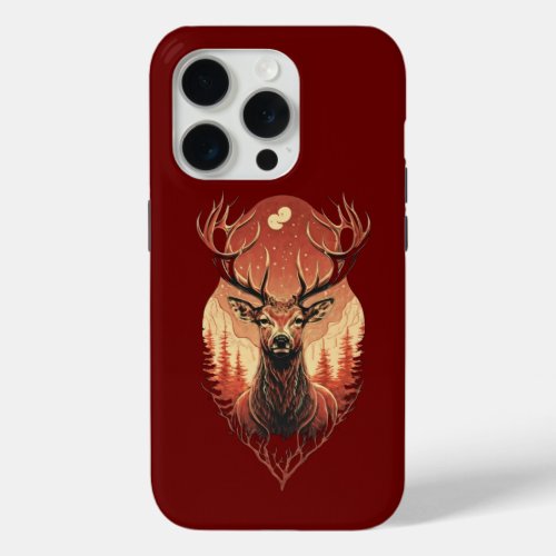 Enchanting Forest Encounter Curious Red Deer iPhone 15 Pro Case