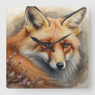 Enchanting Fox Square Wall Clock
