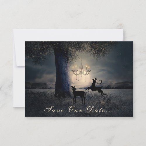 Enchanting Full Moon Deer Scenic Lake Wedding Save The Date