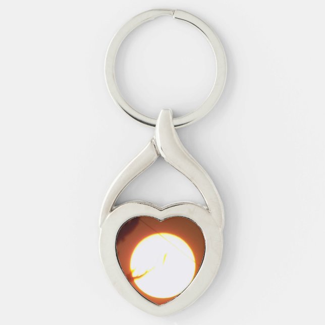 Enchanting Full Moon Twisted Heart Keychain (Front)