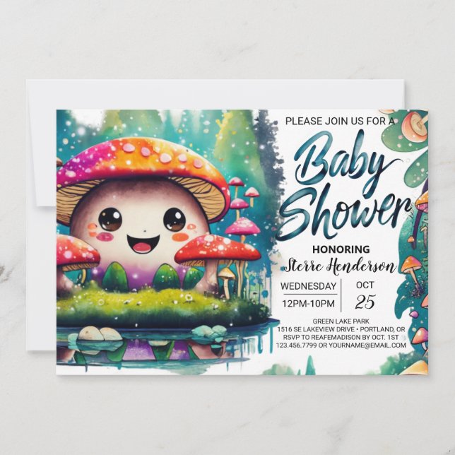 Enchanting Fungi Meadow Baby Shower Invitation (Front)