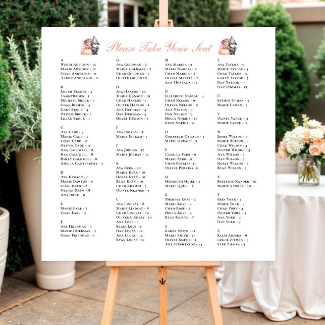 Enchanting Garden Gnomes Wedding Seating Chart Foam Board (Creator Uploaded)