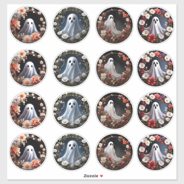 Enchanting Ghosts Flowers Vinyl Stickers Customize (Sheet)