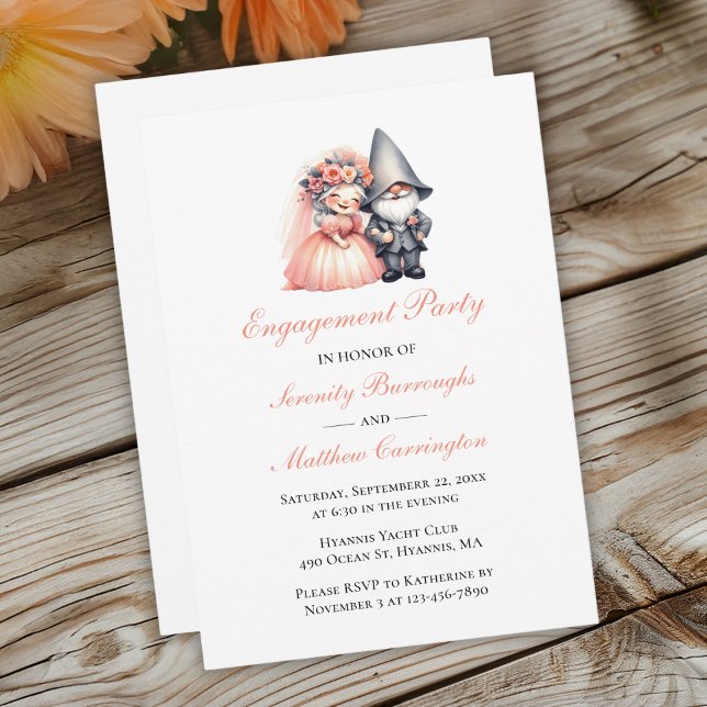 Enchanting Gnome Engagement Party Woodland Garden Invitation (Creator Uploaded)