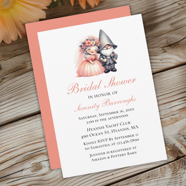 Enchanting Gnome Orange Woodland Bridal Shower Invitation (Creator Uploaded)