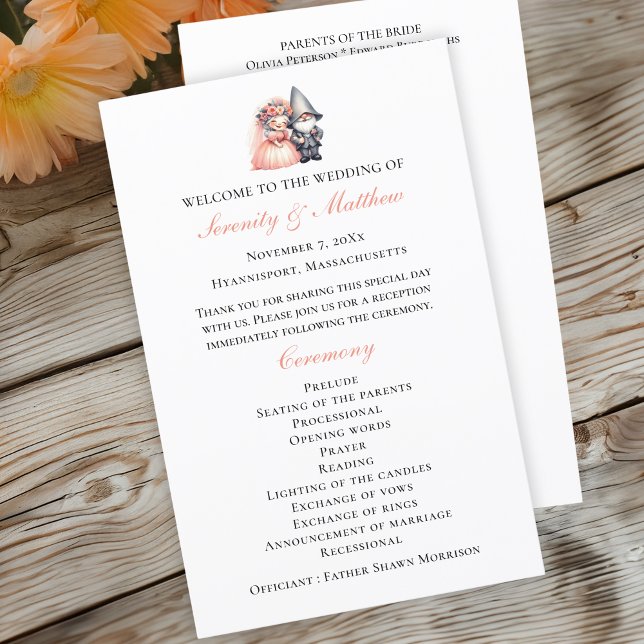 Enchanting Gnome Rustic Woodland Wedding Program (Creator Uploaded)