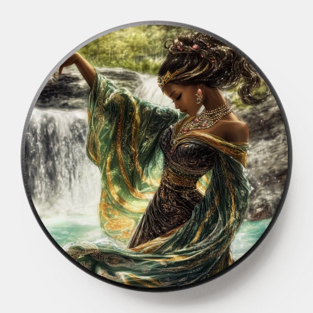 Enchanting Goddess by a Magical Waterfall  PopSocket (Popsocket)